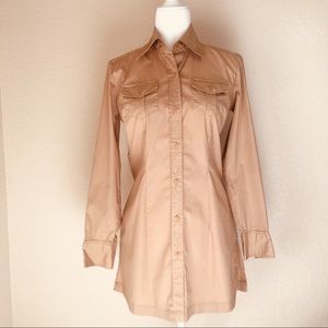 New York & Company Gold Pinstriped Top - S